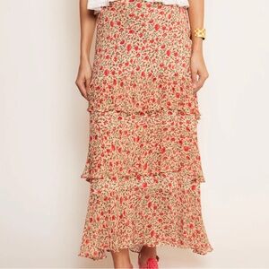 RIXO Preslee Tiered Midi Skirt